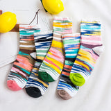 Women,Cotton,Striped,Athletic,Socks,Outdoor,Elastic