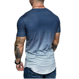 Summer,Fashion,Printing,Gradient,Color,Short,Sleeve,Round