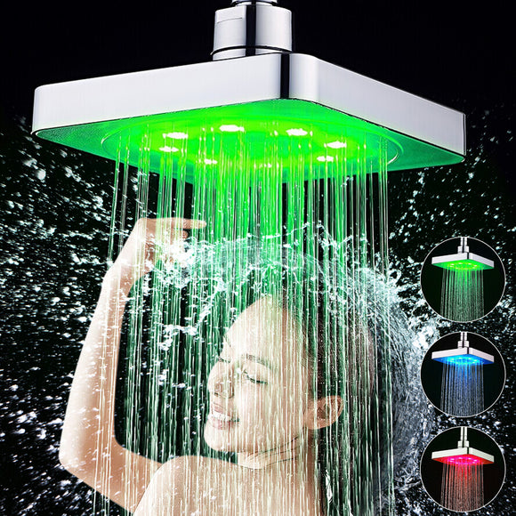 Adjustable,Light,Square,Shower,Stainless,Steel,Color,Changing,Temperature,Control,Bathroom,Showerhead