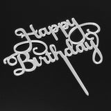 Happy,Birthday,Acrylic,Topper,Decorations,Silver,Party,Supplies