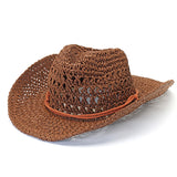 Fedora,Straw,Hollow,Cowboy,Summer,Breathable