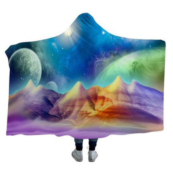 Hooded,Blankets,Colorful,Planet,Winter,Wearable,Plush,Travel