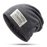 Velvet,Thick,Beanie,Casual,Double,Layers,Letter,Solid,Slouchy,Skullcap