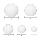 15Packs,White,Round,Paper,Lanterns,Assorted,Sizes,Wedding,Party,Decorations