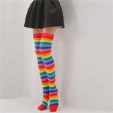 VONDA,Womens,Striped,Thigh,Rainbow,Girls,Socks,Stocking