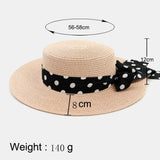 Women,Sunscreen,Vacation,Summer,Elegant,Stylish,Straw,Polka,Ribbon