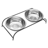 Double,Stand,Feeder,Water,Stainless,Steel,Durable