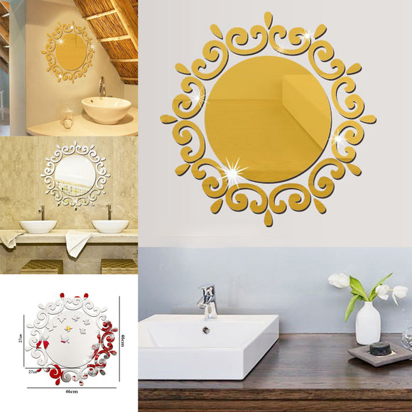 Round,Flower,Mirror,Tiles,Kitchen,Sticker,Stick,Decal,Bedroom,Decor