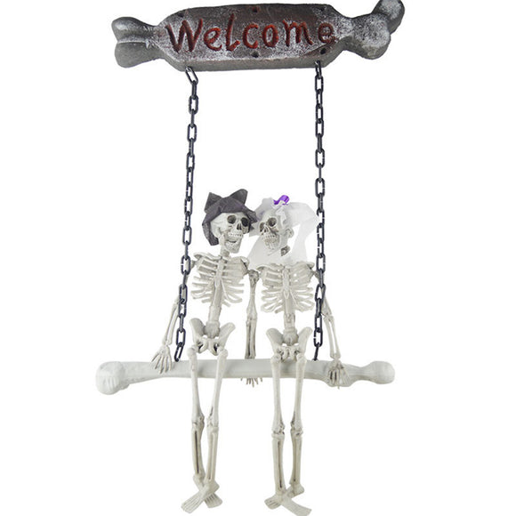 Halloween,Decorations,Couple,Skeleton,Hanging,Ghost,Scary,Haunted,House,Outdoor,Indoor,White