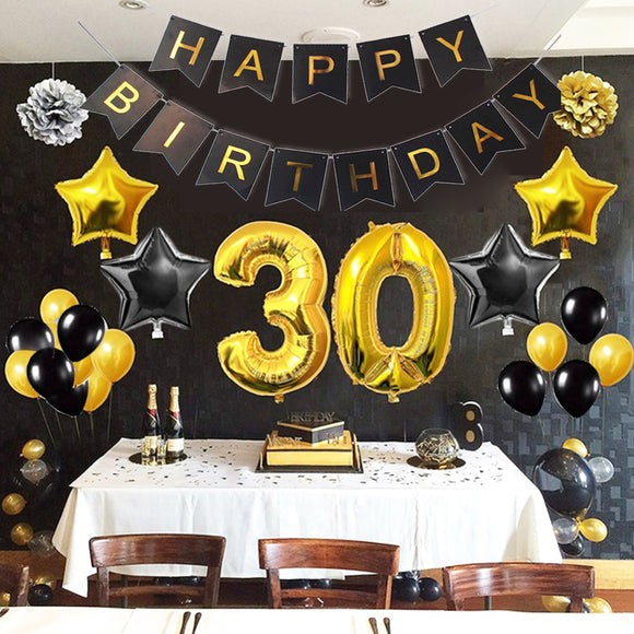 Adult,Birthday,Banner,Balloons,Party,Decorations