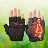 GREEN,Mountain,Motocross,Cycling,Glove,Bicycle,Sports,Antiskid,Print,Finger
