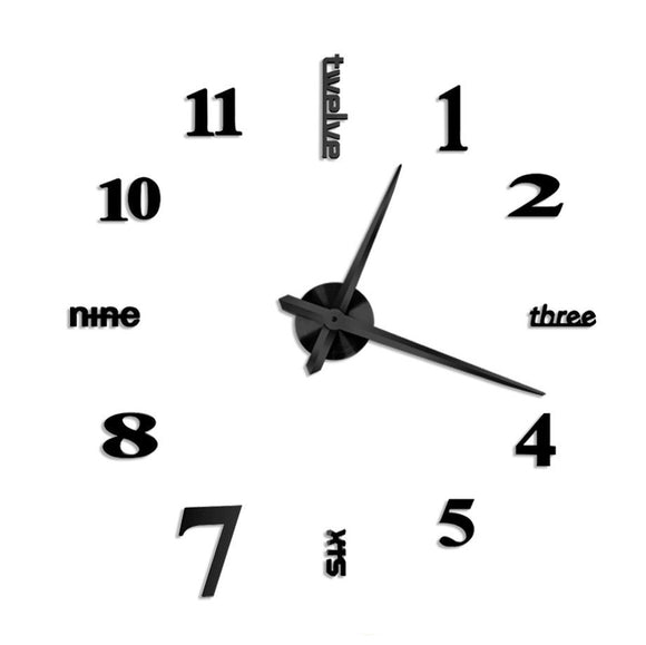 Large,Mirror,Clock,Hanging,Clock,Bracket,Clock,Black,Silver