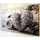 Black,White,Heart,Canvas,Picture,Print,Modern,Decorations