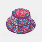 Embroidery,Ethnic,Style,Pattern,Round,Shape,Visor,Bucket,Female