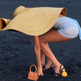 Super,Large,Visor,Travel,Holiday,Seaside,Sunscreen,Folding,Beach,Straw
