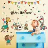 Miico,SK7181,Happy,Birthday,Animal,Concert,Children's,Bedroom,Decorative,Sticker,Stickers
