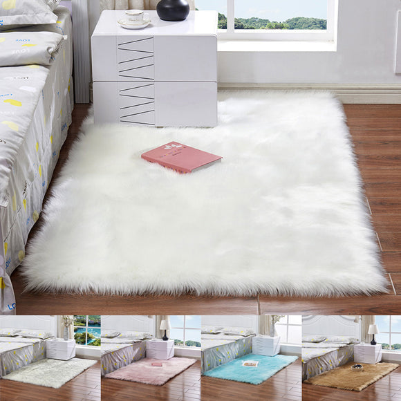 60X180cm,Artificial,White,Carpet,Floor,Fluffy,Living,Chair,Cushion