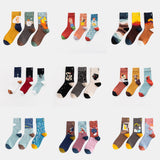 Unisex,Retro,Personality,Cotton,Patchwork,Color,Couple,Socks