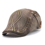 Unisex,Cotton,Washed,Striped,Beret,Duckbill,Buckle,Adjustable,Visor,Cabbie