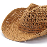 Fedora,Straw,Hollow,Cowboy,Summer,Breathable