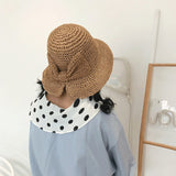 Female,Foldable,Bowknot,Decoration,Casual,Breathable,Small,Sunscreen,Straw,Bucket