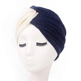 Women,Vintage,Muslim,Polyester,Crossed,Chemical,Turban,Casual,Stripe,Beanie