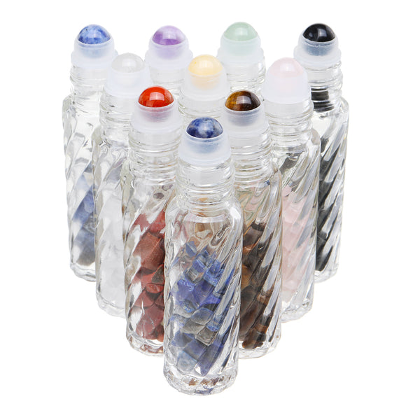 10Pcs,Natural,Clear,Glass,Crystals,Essential,Gemstone,Roller,Balls,Chips,Bottles