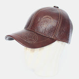 Genuine,Leather,Solid,Color,First,Layer,Leather,Casual,Baseball