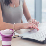 IPRee,450ml,Silicone,Folding,Portable,Telescopic,Water,Drinking,Bottle,Coffee,Straw