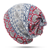 Womens,Ethnic,Slouchy,Beanie,Scarf,Outdoor,Floral,Double,Layers,Cotton,Turban