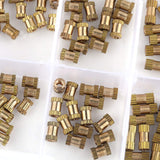 Suleve,M2.5BN1,150Pcs,Brass,Cylinder,Knurled,Round,Insert,Embedded,Assortment