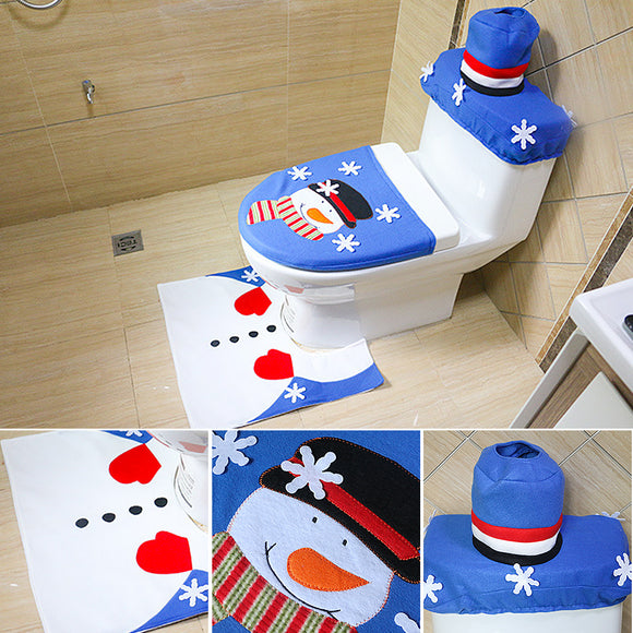 Santa,Claus,Bathroom,Toilet,Embroidered,Covers,Christmas,Ornaments,Decor