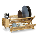 Bamboo,Drainer,holder,Stand,Plate,Drying,Storage,Kitchen