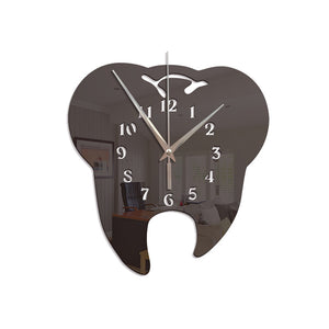 Loskii,Acrylic,Creative,Tooth,Shape,Personality,Clock,Mirror,Sticker,Clock,Decor