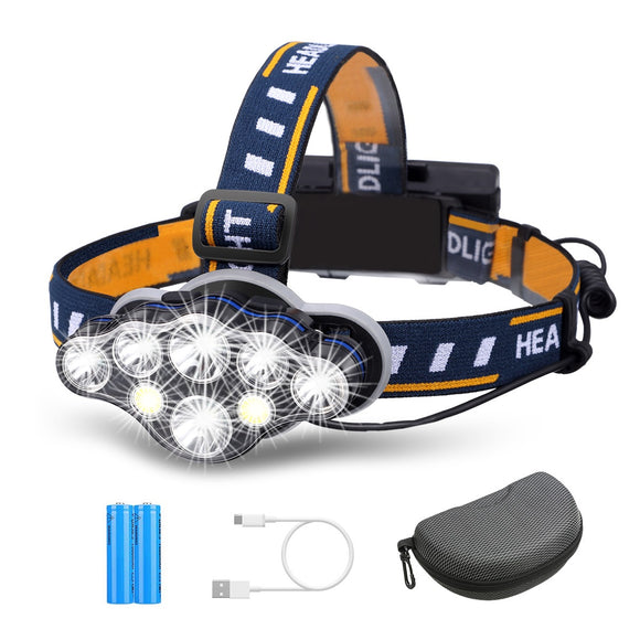 OUTERDO,3300LM,8Modes,Rechargeable,Headlamp,Flashlight,Cable,Batteries,Waterproof,Torch,Light,Light,Camping,Fishing,Repair,Outdoor