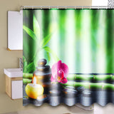 180x180cm,Bamboo,Pebbles,Bathroom,Shower,Curtain,Hooks,Toliet,Cover