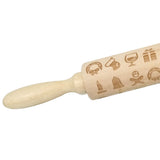 Loskii,JM01687,Wooden,Christmas,Embossed,Rolling,Dough,Stick,Baking,Pastry,Christmas,Decoration