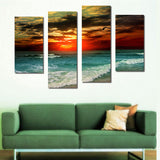 Miico,Painted,Combination,Decorative,Paintings,Beach,Sunset,Decoration