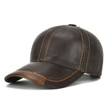 Collrown,Cowhide,Leather,Solid,Baseball,Casual,Sunshade,Sport,Adjustable,Snapback