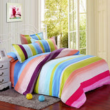 Polyester,Colorful,Stripes,Single,Queen,Reactive,Bedding,Sheet,Duvet,Cover,Pillowcase