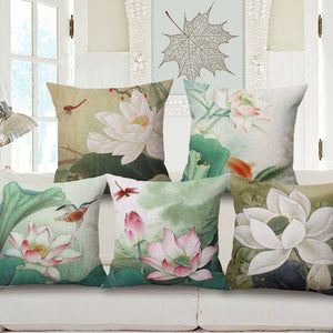 Honana,45x45cm,Vintage,Lotus,Flower,Cotton,Linen,Throw,Pillow,Waist,Cushion,Cover
