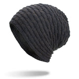 Women,Special,Stripe,Velvet,Knitted,Outdoor,Double,Layers,Slouch,Beanie