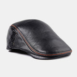 Winter,Adjustable,Genuine,Leather,Beret,Windproof,Outdoor,Layer,Leather,Trucker