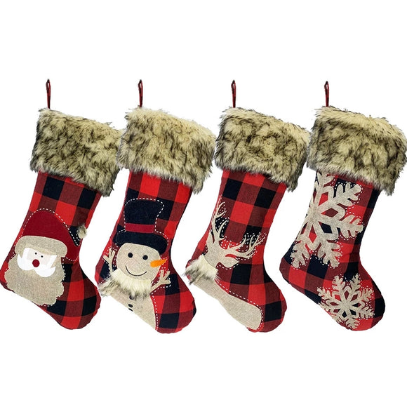 Christmas,Ornaments,Linen,Stocking,Socks,Large,Santa,Claus,Snowman,Socks,Candy,Christmas,Decor