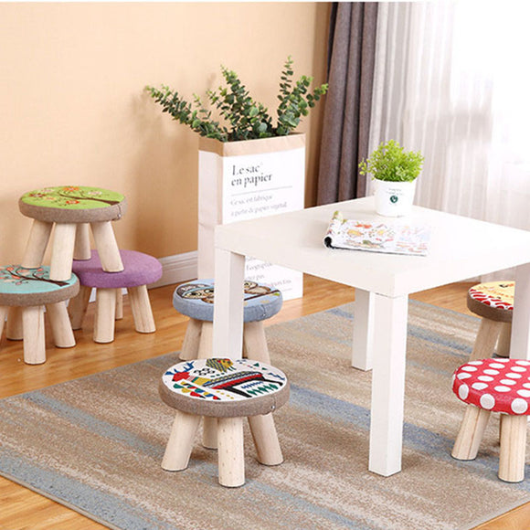 Solid,Wooden,Round,Stool,Chair,Living,Bedroom,Removeable,Cover