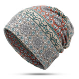 Womens,Ethnic,Slouchy,Beanie,Scarf,Outdoor,Floral,Double,Layers,Cotton,Turban