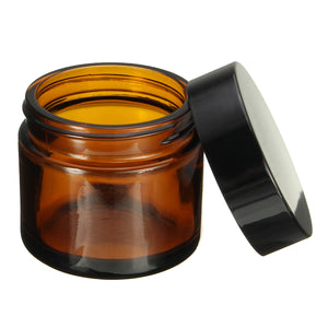 Brown,Amber,Glass,Round,Empty,Black,Cream,Storage,Container