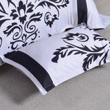 Bedding,Black,White,Printing,Quilt,Cover,Pillowcase,Queen