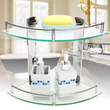 Layers,Glass,Bathroom,Corner,Shelf,Mounted,Storage,Large,Capacity,Organizer,Storage,Baskets