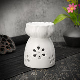 Lotus,Flower,Ceramic,Incense,Burner,Light,Holder,Fragrance,White